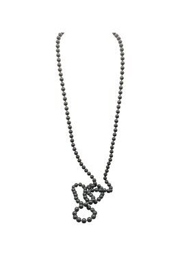 Black Beaded Vintage Necklace With Gold-Tone Clasp Extra Long Strand Jewelry